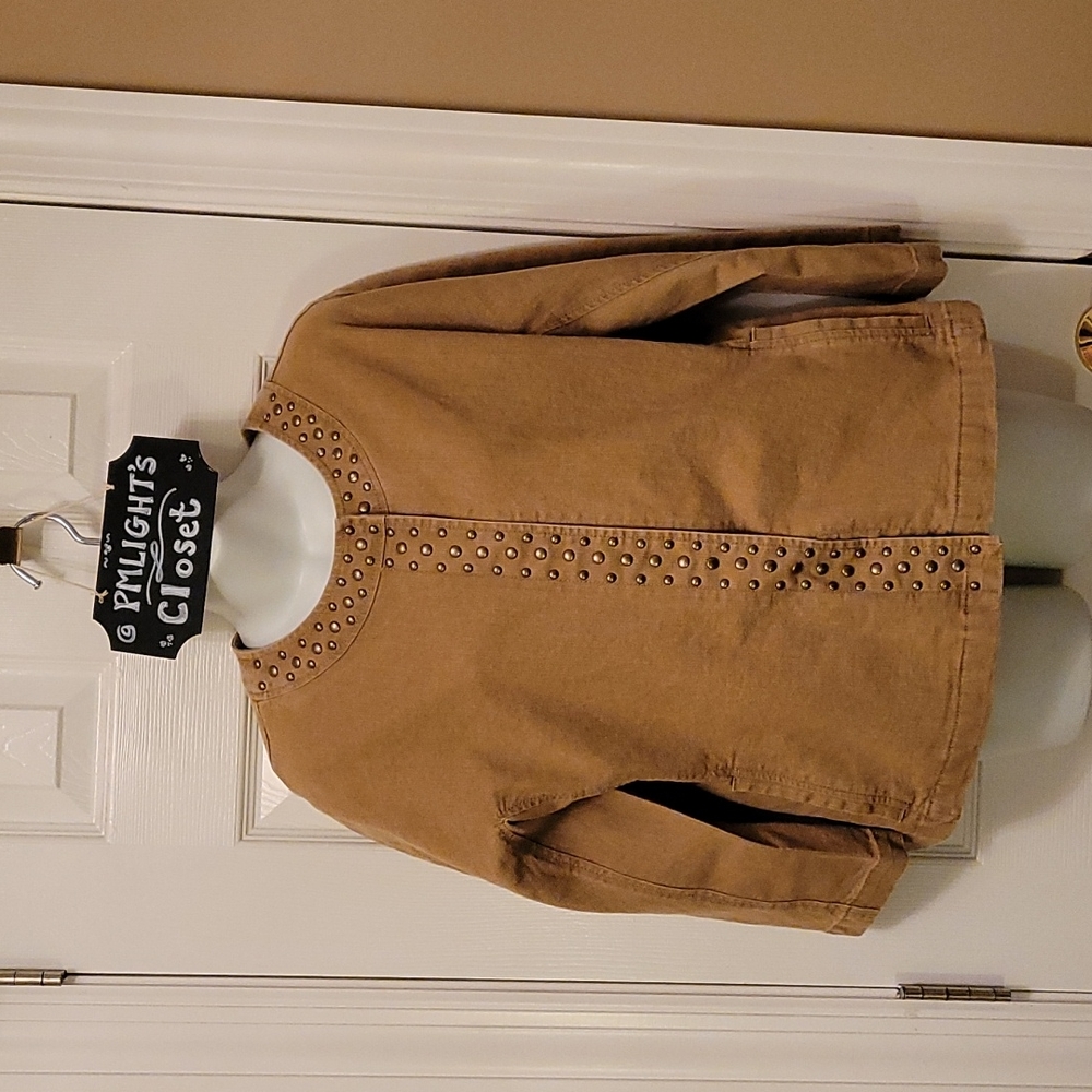Ruby Rd Brown Denim Jacket 12 Beaded